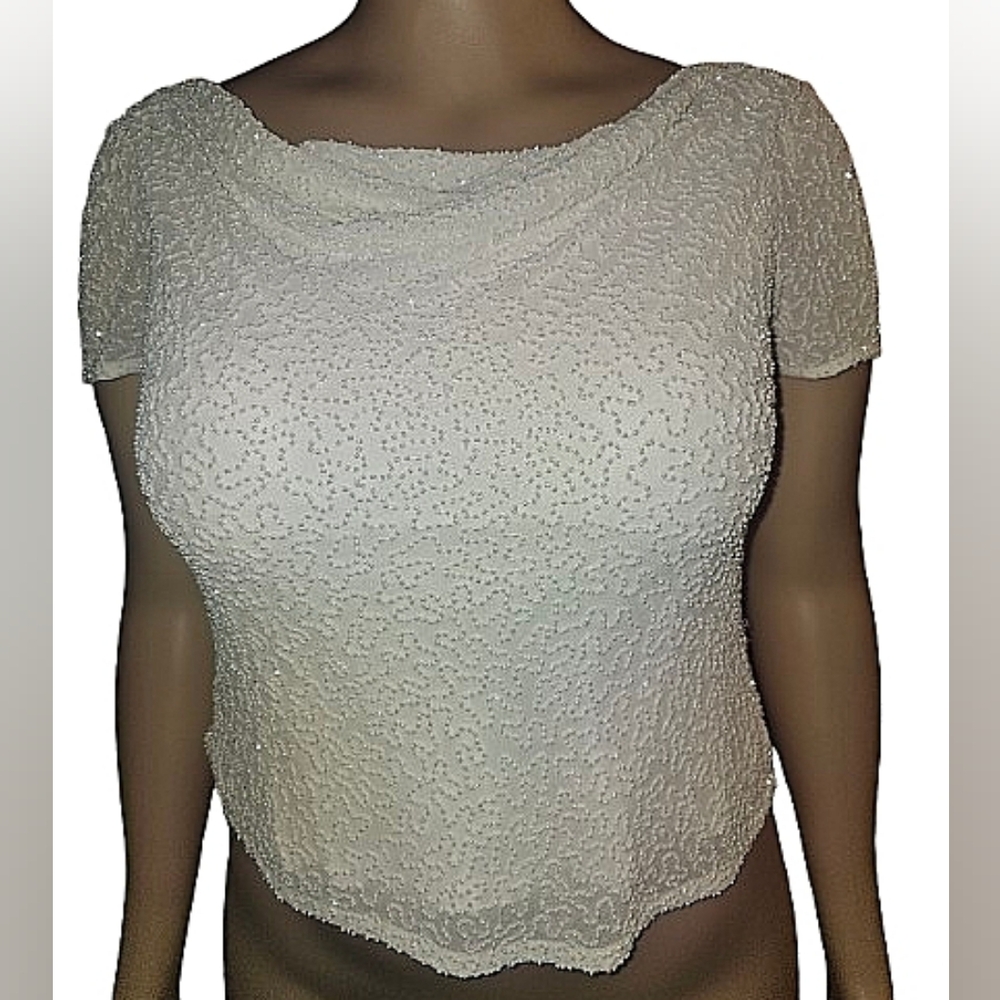 JKara Ivory Beaded Blouse L